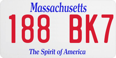 MA license plate 188BK7