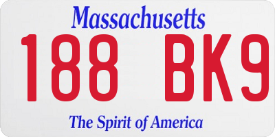 MA license plate 188BK9