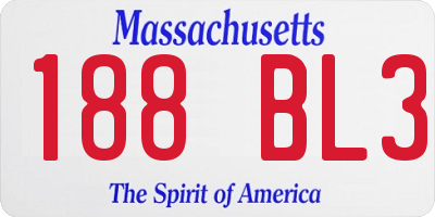 MA license plate 188BL3