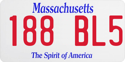 MA license plate 188BL5