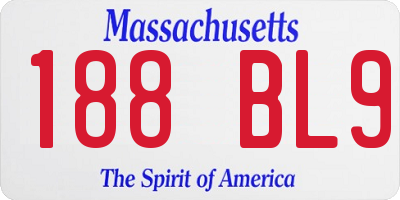 MA license plate 188BL9