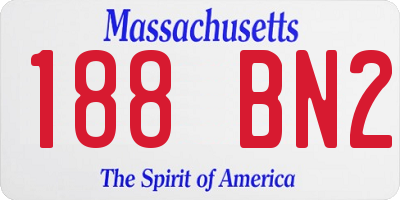 MA license plate 188BN2
