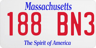 MA license plate 188BN3