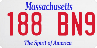 MA license plate 188BN9