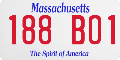 MA license plate 188BO1