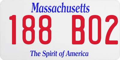 MA license plate 188BO2