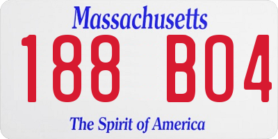 MA license plate 188BO4
