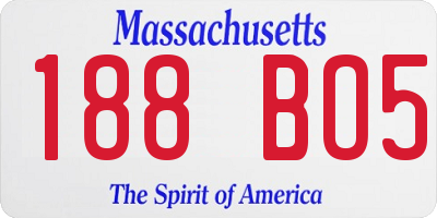 MA license plate 188BO5