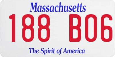 MA license plate 188BO6