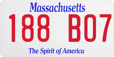 MA license plate 188BO7