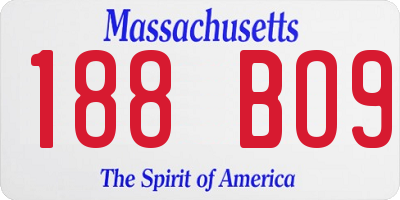 MA license plate 188BO9