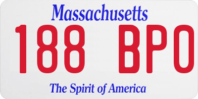 MA license plate 188BP0