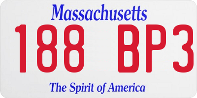MA license plate 188BP3