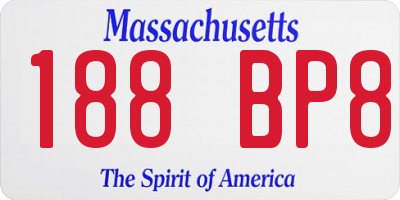 MA license plate 188BP8