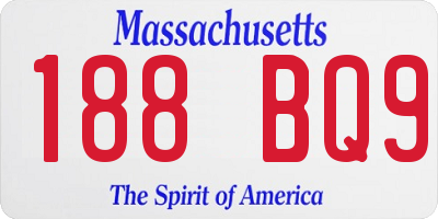 MA license plate 188BQ9