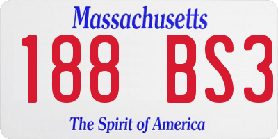 MA license plate 188BS3
