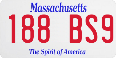 MA license plate 188BS9
