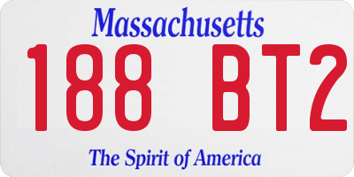 MA license plate 188BT2