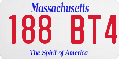 MA license plate 188BT4