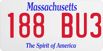 MA license plate 188BU3