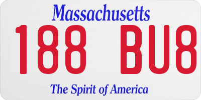 MA license plate 188BU8