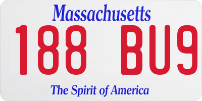MA license plate 188BU9