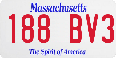 MA license plate 188BV3