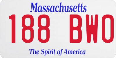 MA license plate 188BW0