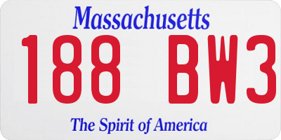 MA license plate 188BW3