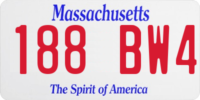 MA license plate 188BW4