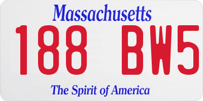 MA license plate 188BW5