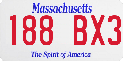 MA license plate 188BX3