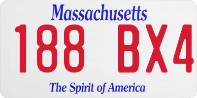 MA license plate 188BX4
