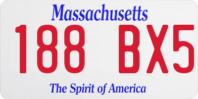 MA license plate 188BX5