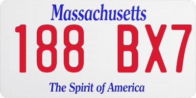 MA license plate 188BX7