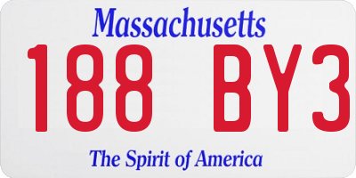 MA license plate 188BY3
