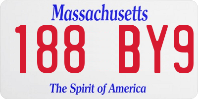 MA license plate 188BY9
