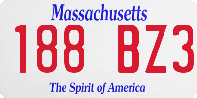 MA license plate 188BZ3
