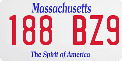 MA license plate 188BZ9