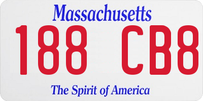MA license plate 188CB8