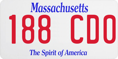 MA license plate 188CD0