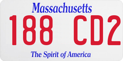 MA license plate 188CD2
