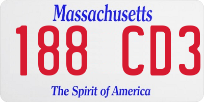 MA license plate 188CD3