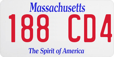 MA license plate 188CD4
