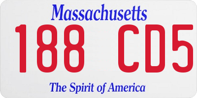 MA license plate 188CD5