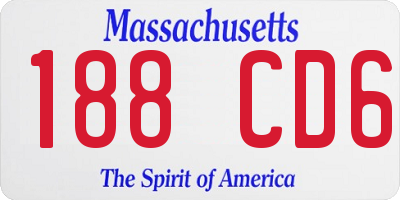 MA license plate 188CD6