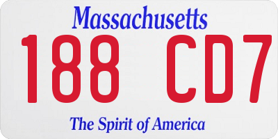 MA license plate 188CD7