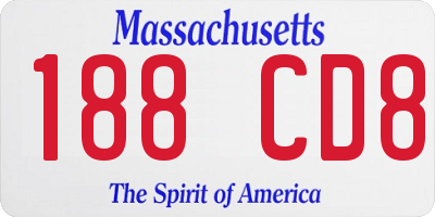 MA license plate 188CD8