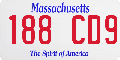 MA license plate 188CD9