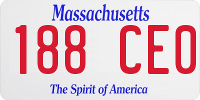 MA license plate 188CE0